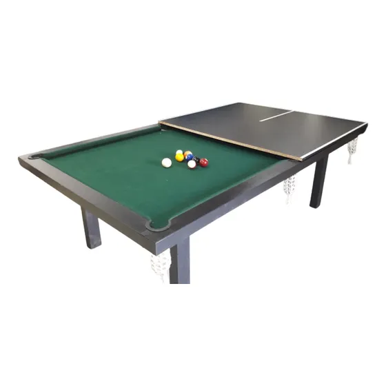 Mesa de billar MultijuegosCou Standard Profesional de 2.4m x 1.4m x 80cm color negro con superficie de juego de madera, paño verde de poliéster y redes color blanco