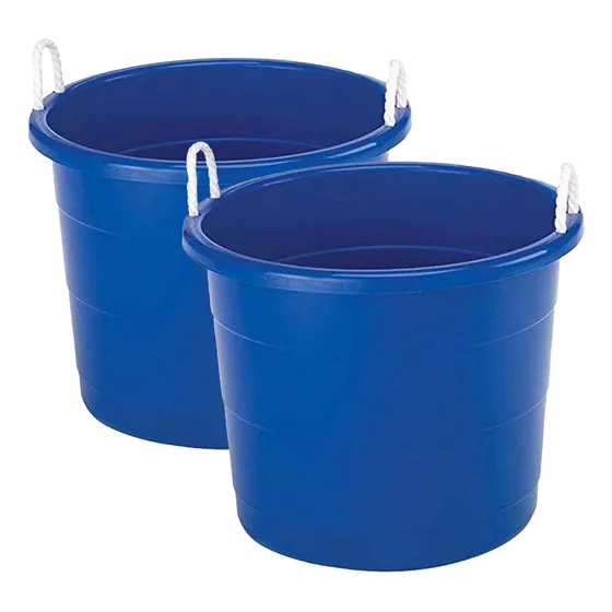 Cubo Multiusos De Plástico 64 Litros Color Azul Paquete De 2