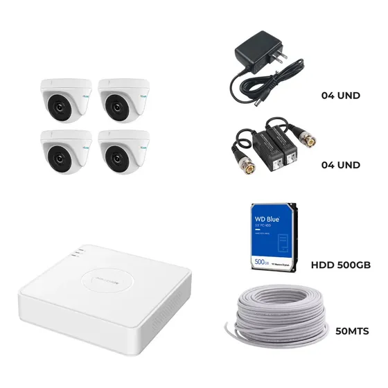 Kit Seguridad Hikvision 4 Camaras Dvr ,  720p Hd 1mpx