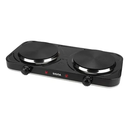 Parrilla Eléctrica De Disco 2 Quemadores Portatil 5 Niveles Color Negro