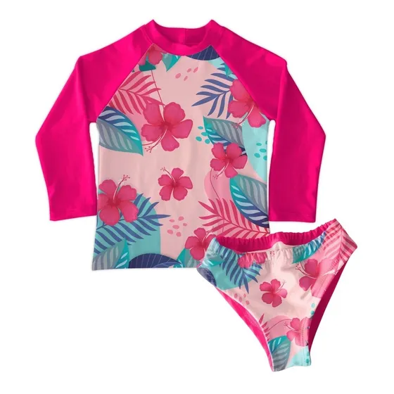 Conjunto De Traje De Baño Playa Tropical Piscina Para Niña 