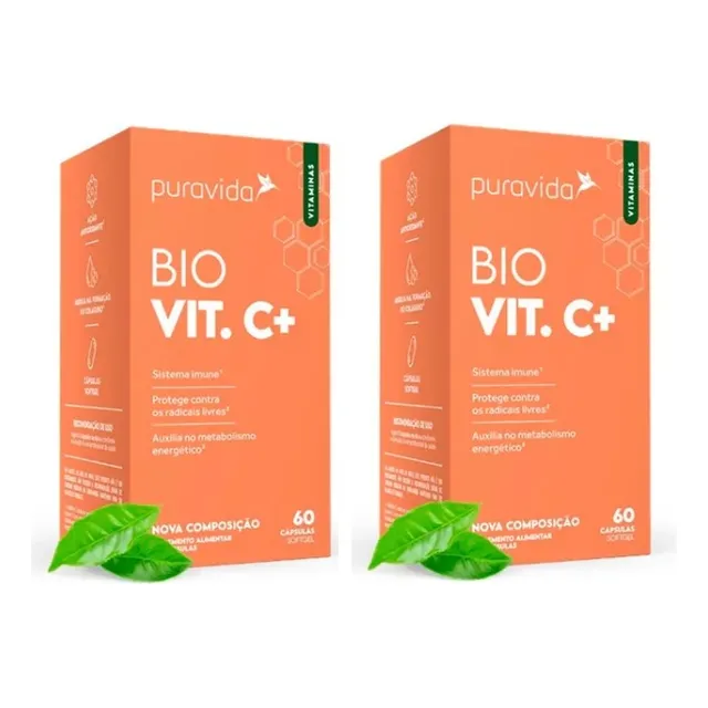 Kit 2 Bio Vit C + Vitamina C 1000mg 60 Caps Puravida