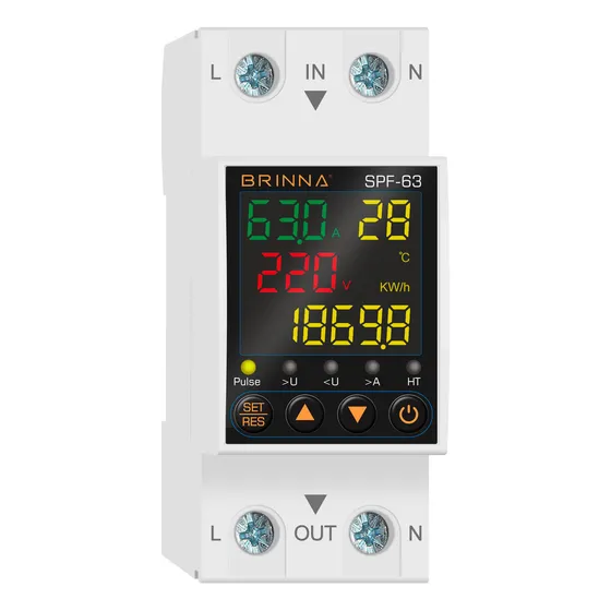 Protector Y Medidor Monofasico Brinna 63a Display Color