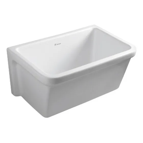 Ferrum Pileta Bacha De Lavadero De Loza Pfc 55x37 Acabado Brillante Color Blanco