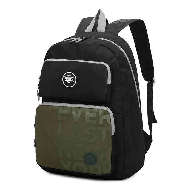Mochila Everlast Porta Botella Escolar Colegio Notebook Color Negro Diseño de la tela Lisa