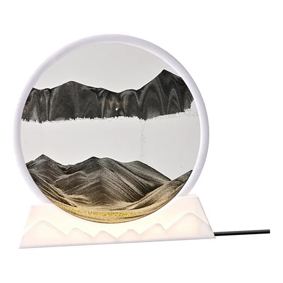 Lámpara De Mesa 3d De Reloj De Arena Con Luz Nocturna De Pantalla Black 18cmx19.5cm