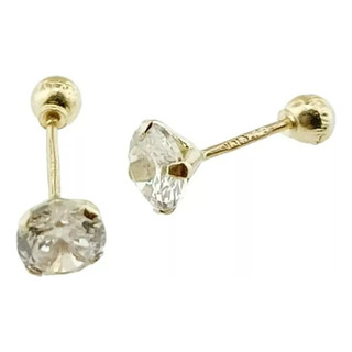 Broquel Oro Sólido 10k Coreano Redondo Zirconia 2mm Regalo Broquel Oro Sólido 10k Coreano Redondo Zirconia 2mm Regalo