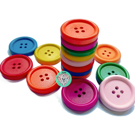 Botones De Madera Pintados Ø 25mm Color Surtido 50 Unidades