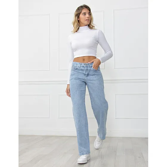 Pantalon Zaira Jeans Wide Leg Urbanos De Mujer