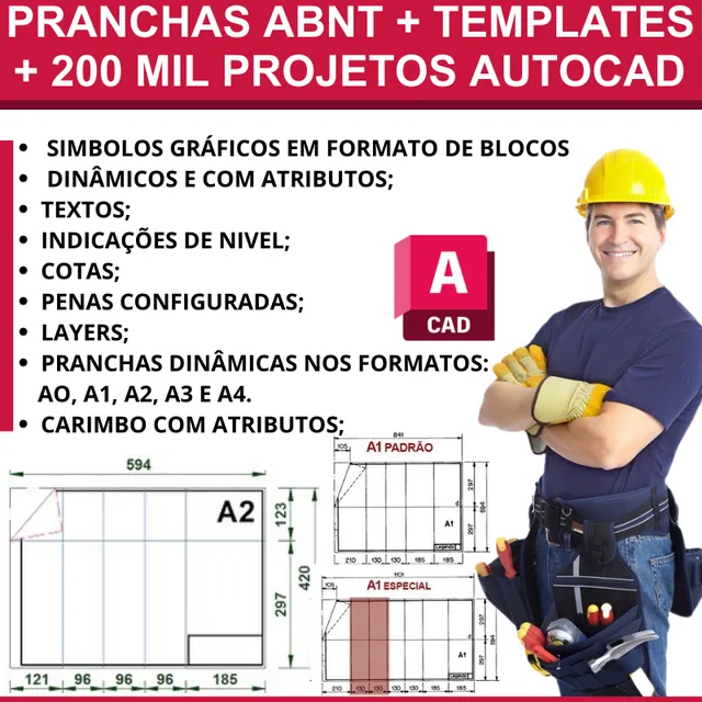 Pranchas Abnt Em Autocad + Templates + 200 Mil Projetos.