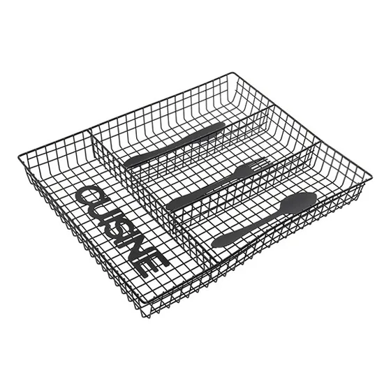 Organizadores De Cubiertos Portacubiertos Utensilios Cocina Color Negro Rectangular Rama Design