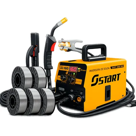 Kit Máquina De Solda Multiprocesso Mig 160a 3 Em 1 Tig Lift Amarelo 220v