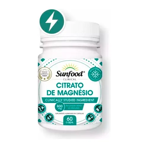 Citrato De Magnesio Sunfood 800 Mg 60 Capsulas