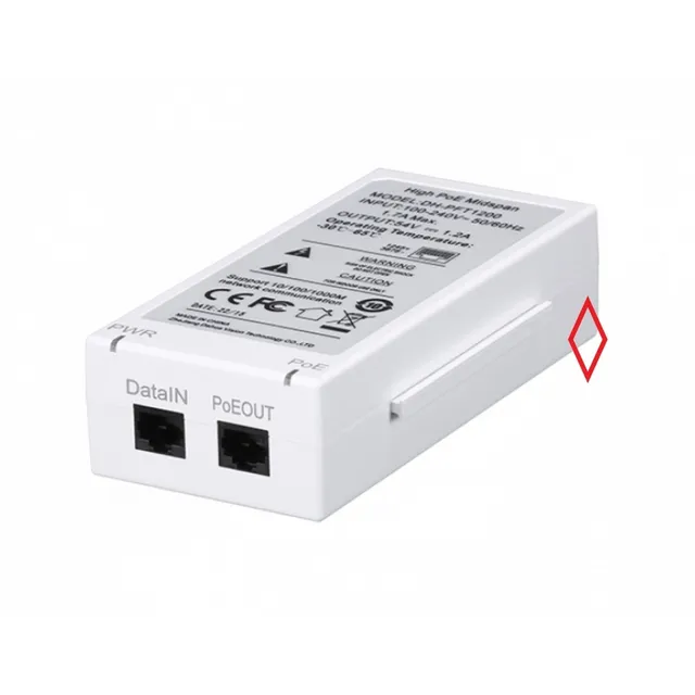 Inyector Poe Estandar 802.3af / At 15w  Hi Poe Dahua Pft1200