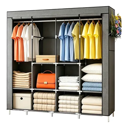 Armário Guarda Roupa Organizador Dobrável Desmontável Preto Cinza