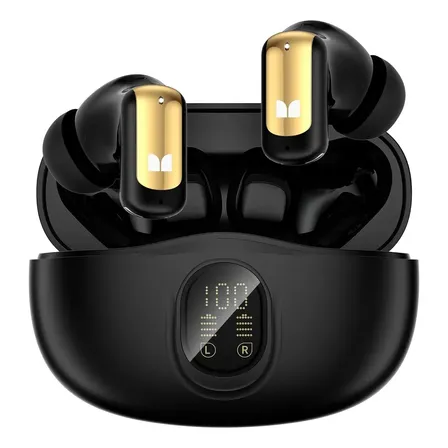 Fones De Ouvido Sem Fio Monster W55, Microfone Duplo, Ai, Redução De Ruído, Fones De Ouvido Com Tela Inteligente Led, Bluetooth 6.0 À Prova D'água, 32 Horas De Reprodução Preto