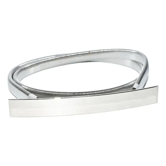 Cinto Caderin Tresher Elastizado Fiesta Hebilla Rectangular Plateado Liso Único