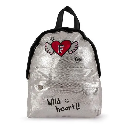 Mochila Footy Alas 13 Brillo C/ Luz Plateado Niña