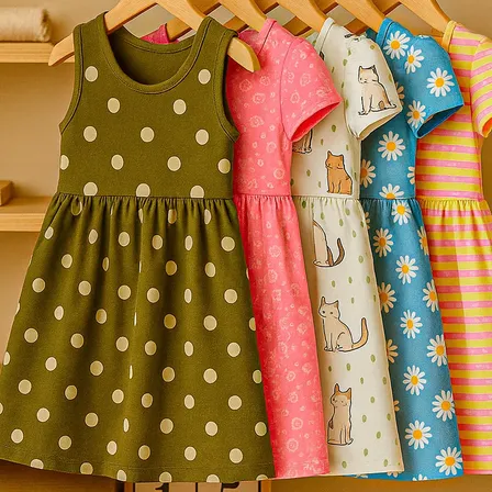 Kit 5 Vestido Menina Fofo Verão Conforto Infantil Moda Bebe