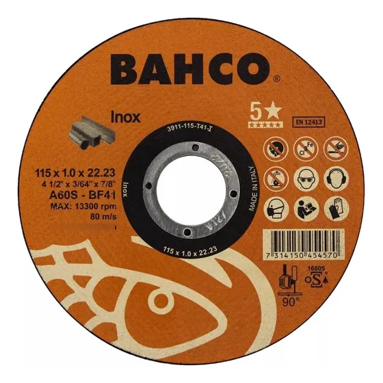 Discos De Corte 4 1/2 X 1 Mm. Inoxidable Bahco 10 Unidades