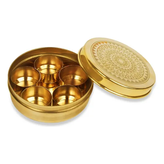 Rudra Centre Caja Puja Laton Juego 5 Contenedor Masala Daani