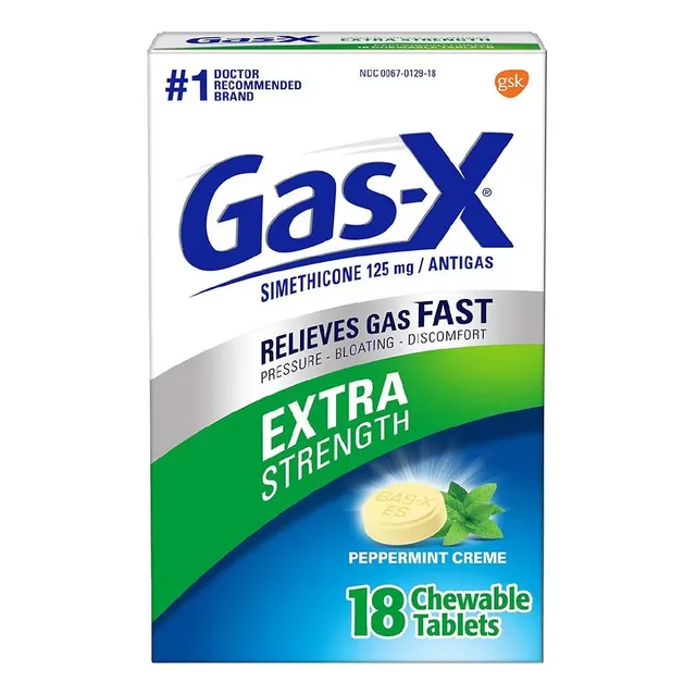 Gas-x Simeticona 125 Mg Alivio De Gases Estomacales 18 Pzas