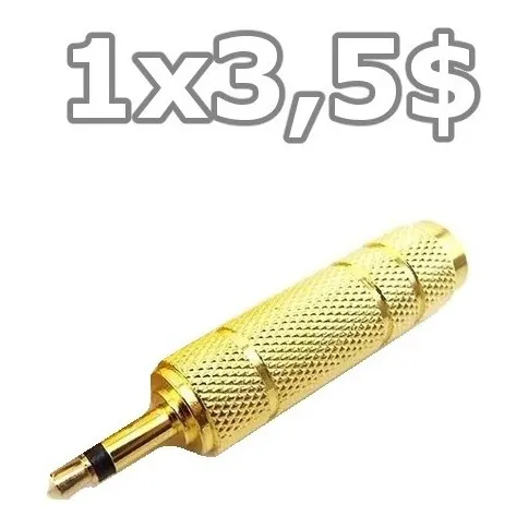 Conector Adaptador 6.5mm A Mini Jack 3.5mm Oro Auriculares