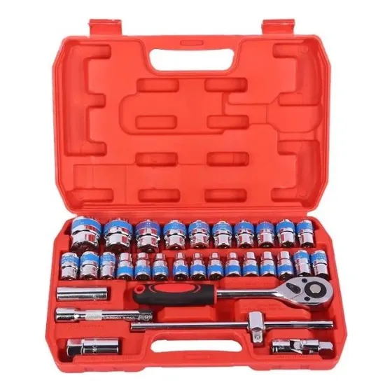 Caja Herramientas Set Kit Juego Dados Chicharra Llaves Corona 32 Piezas Tecnopro