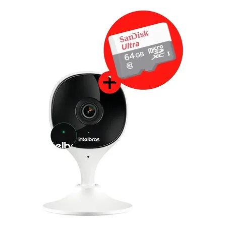 Câmera de segurança Intelbras iMX C + MicroSD 64GB com resolução de 2MP visão noturna incluída branca