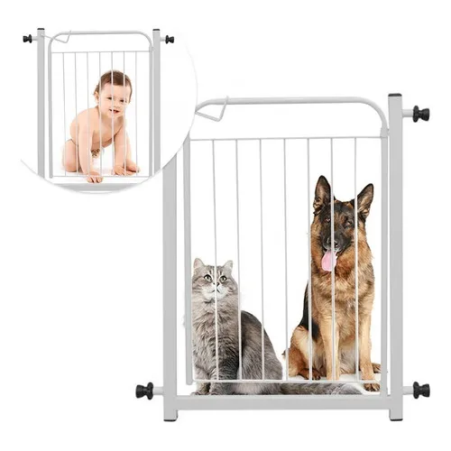 Grade De Proteção Para Pet Cães P/ Portas Portão 109 À 114cm Cor Branco/ Extensor de 40cm