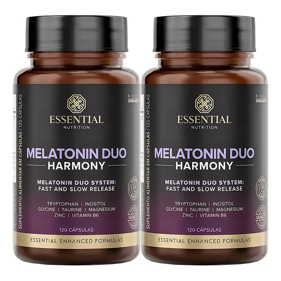 Kit 2 Melatonina Duo Harmony Essential Nutrition 120 Cápsulas