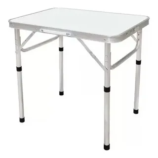 Mesa Pequena Dobrável Camping Alumínio 60x45cm Vira Maleta Branco