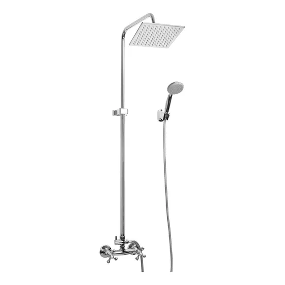 Columna de ducha doble comando Mozart Clásica premium exterior mezcladora color cromado 9307