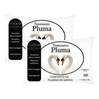 Enxovais Santana Kit 2 Travesseiro 70x50 Toque De Plumas De Ganso Sintetica Branc