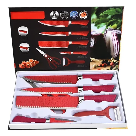 Set Juego Cuchillos 6 Piezas Cocina Profesional Tijera Chef!
