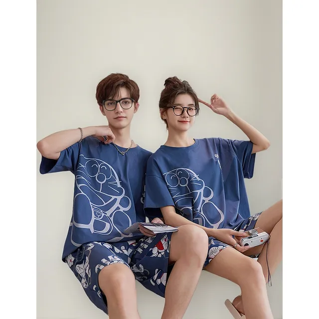 L Conjunto De Pijama De Pareja Doraemon De Dibujos Animados