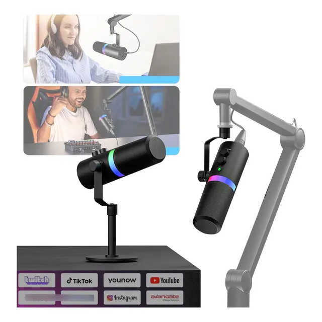 Porik Micrófono Pro Rgb Xlr/usb-c Para Streaming Y Podcast