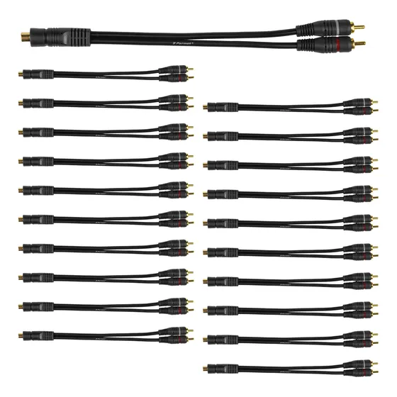 Kit 20 Cabos Rca Y 2 Macho Para 1 Fêmea Atacado