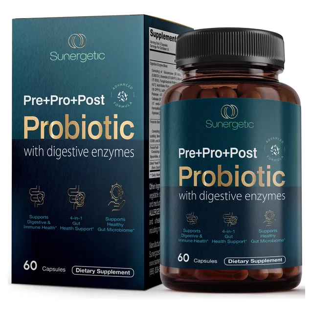 Premium 4-in-1 Probiotic Prebiotic, Postbiotic & Digestive Enzymes For Men & Women  Supports Gut, Digestion & Immunity Complete Gut Health With