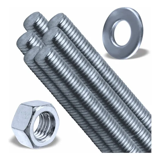 Kit 10barras 5/16x1000mm C/100porcas E Arruela Cada Unc Zinc