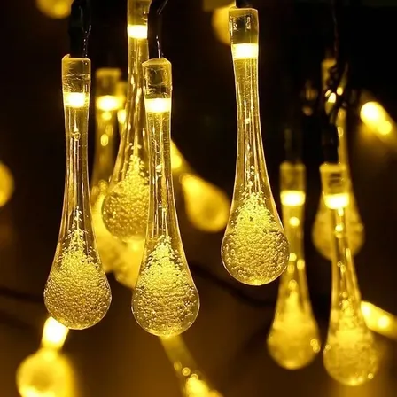 Pisca Pisca Solar Gota 20 Leds 5m Branco Quente Jardim Branco Quente 127/220v