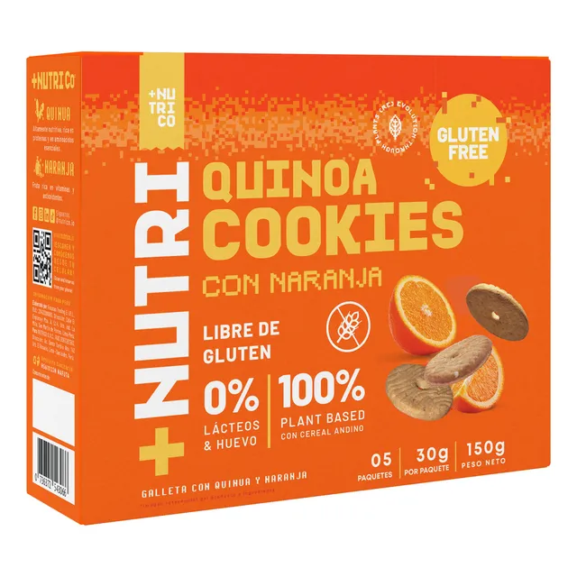 Galletas Sin Gluten Quinua Y Naranja Caja X5un Nutri Co