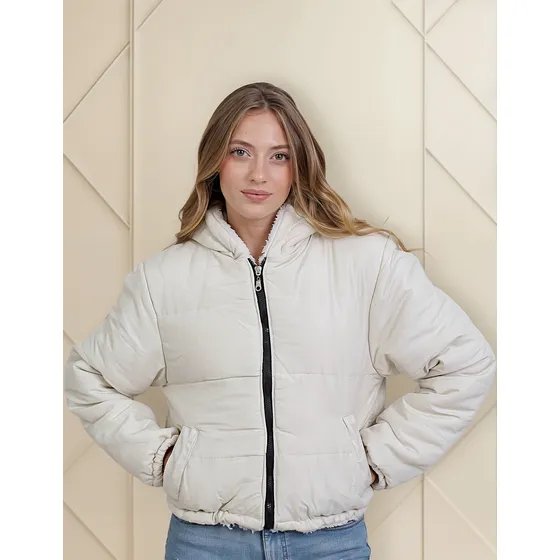 Campera Chiky Pink Puffer Con Capucha Mujer