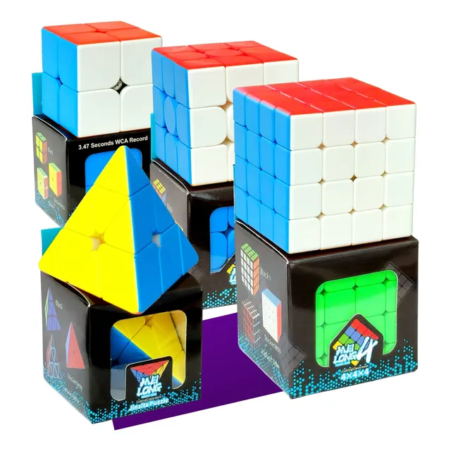 Kit Cubo Mágico 2x2x2 + 3x3x3 + 4x4x4 +piramide Profissional