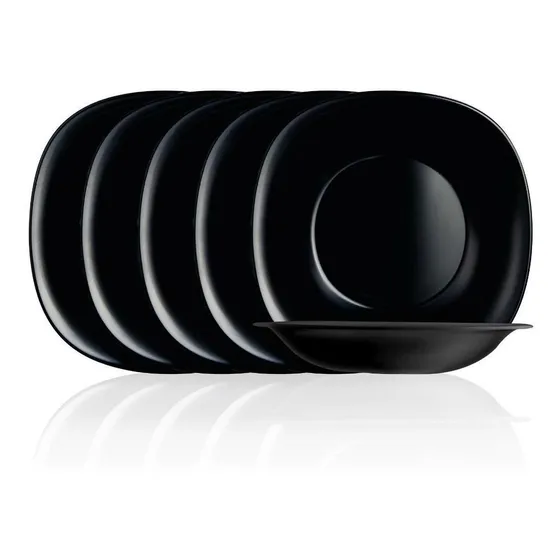 Juego De 6 Platos Sopero De Vidrio Opal Carine Luminarc Color Negro