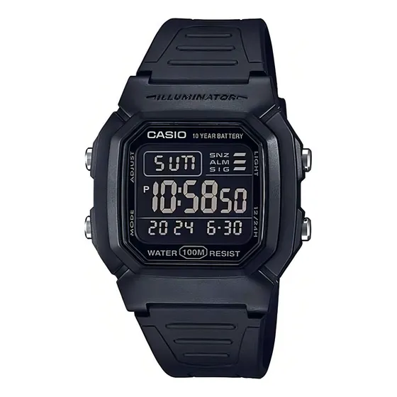 Casio W-800h-1bv Color negro sumergible con luz verde