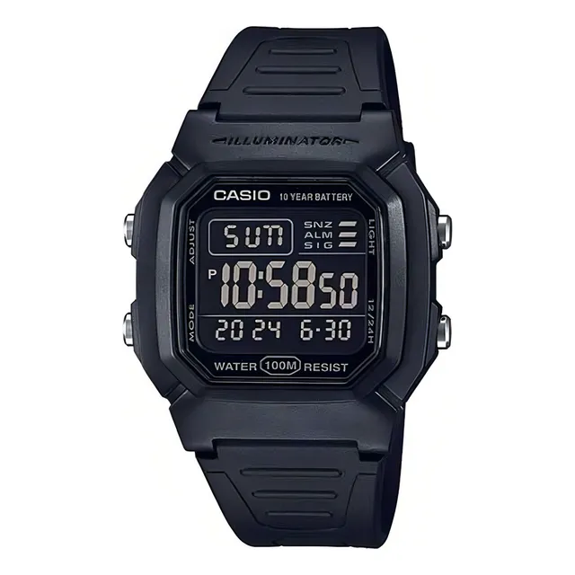 Casio W-800h-1bv Color negro sumergible con luz verde