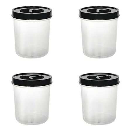 Kit Porta Mantimentos Herméticos Ercaplast 4 1l Plástico Preto