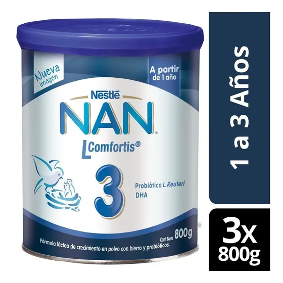 Leche Nan 3 L Comfortis 800gr Pack X3 Tarros | Cuotas sin interés