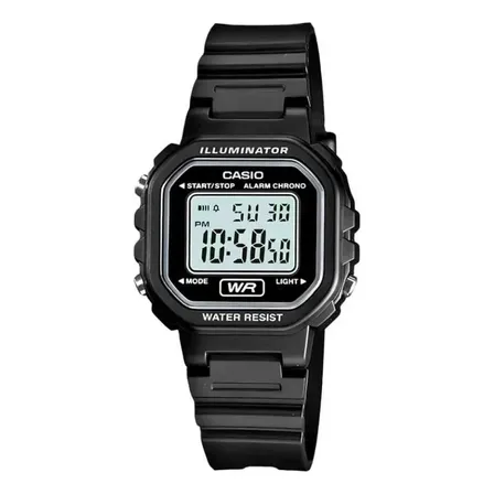 Relogio Casio Feminino Iluminator La-20wh 1ad Preto Digital Cor Do Fundo Positivo Claro